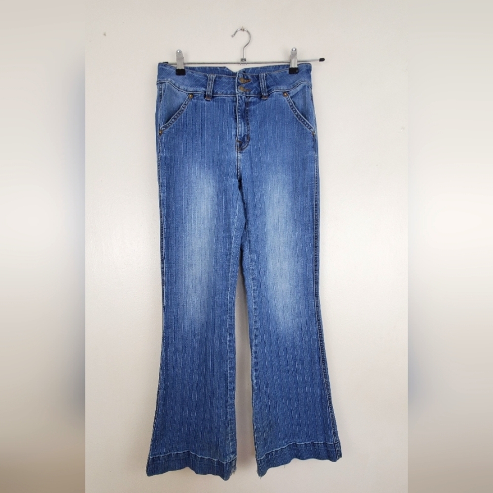 Rock & Roll Denim High-Rise Bootcut Jeans Vertical Stripes Rodeo Size 26